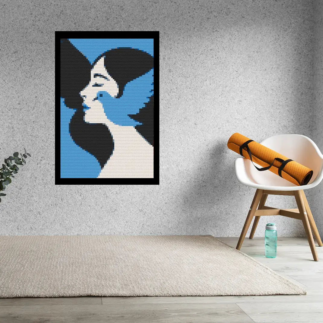 Abstract Woman with Bird Bricked Mosaic Home Decor 20x30"
