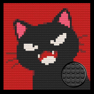 Angry Black Cat Brick Mosaic Art Kit - 16x16 in DIY Wall Decor