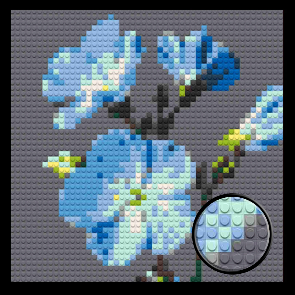 Blue Flax Flower Home decoration Bricked Mosaic Portrait 16x16