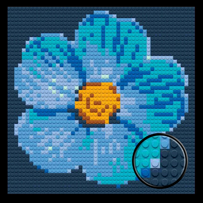 Blue Flower Home decoration Bricked Mosaic Portrait 16x16"