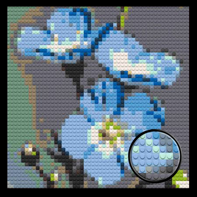 Blue Flax Flowers Brick Mosaic Art Kit - 16x16 in DIY Wall Decor