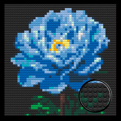 Blue Peony Brick Mosaic Art Kit - 16x16 in DIY Wall Decor