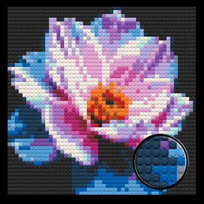 Pink and Blue Blossom Brick Mosaic Art Kit - 16x16 in DIY Wall Decor