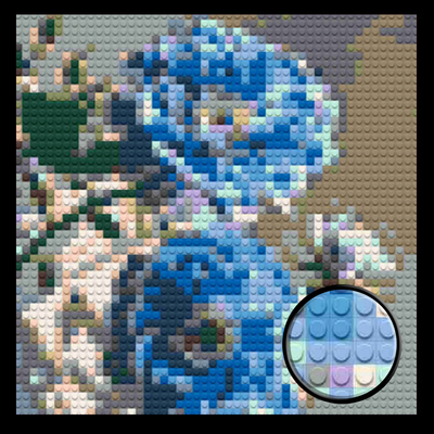 Blue Roses Brick Mosaic Art Kit - 16x16 in DIY Wall Decor