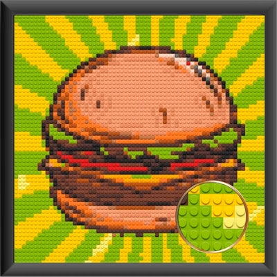 Burger Art  Home Decor Bricked Mosaic Portrait 20x20