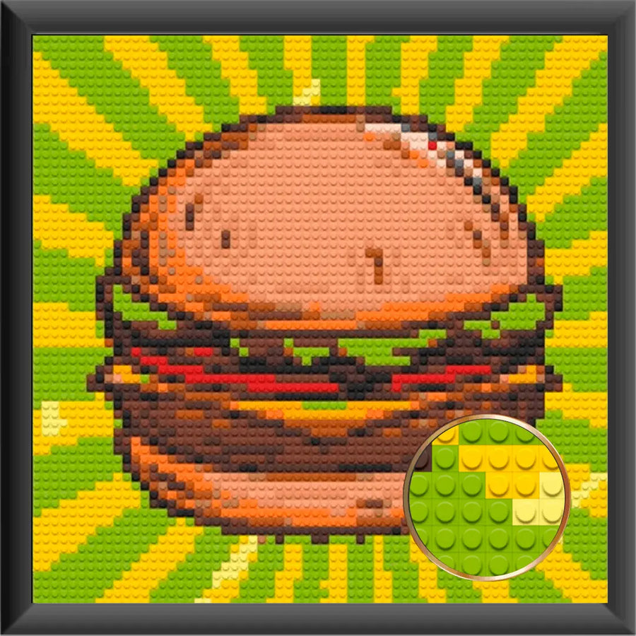 Burger Art  Home Decor Bricked Mosaic Portrait 20x20