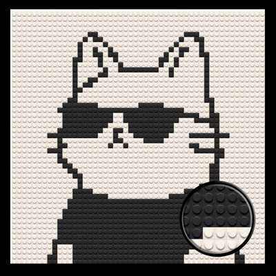 Cool Cat Line Art Brick Mosaic Art Kit - 16x16 in DIY Wall Decor