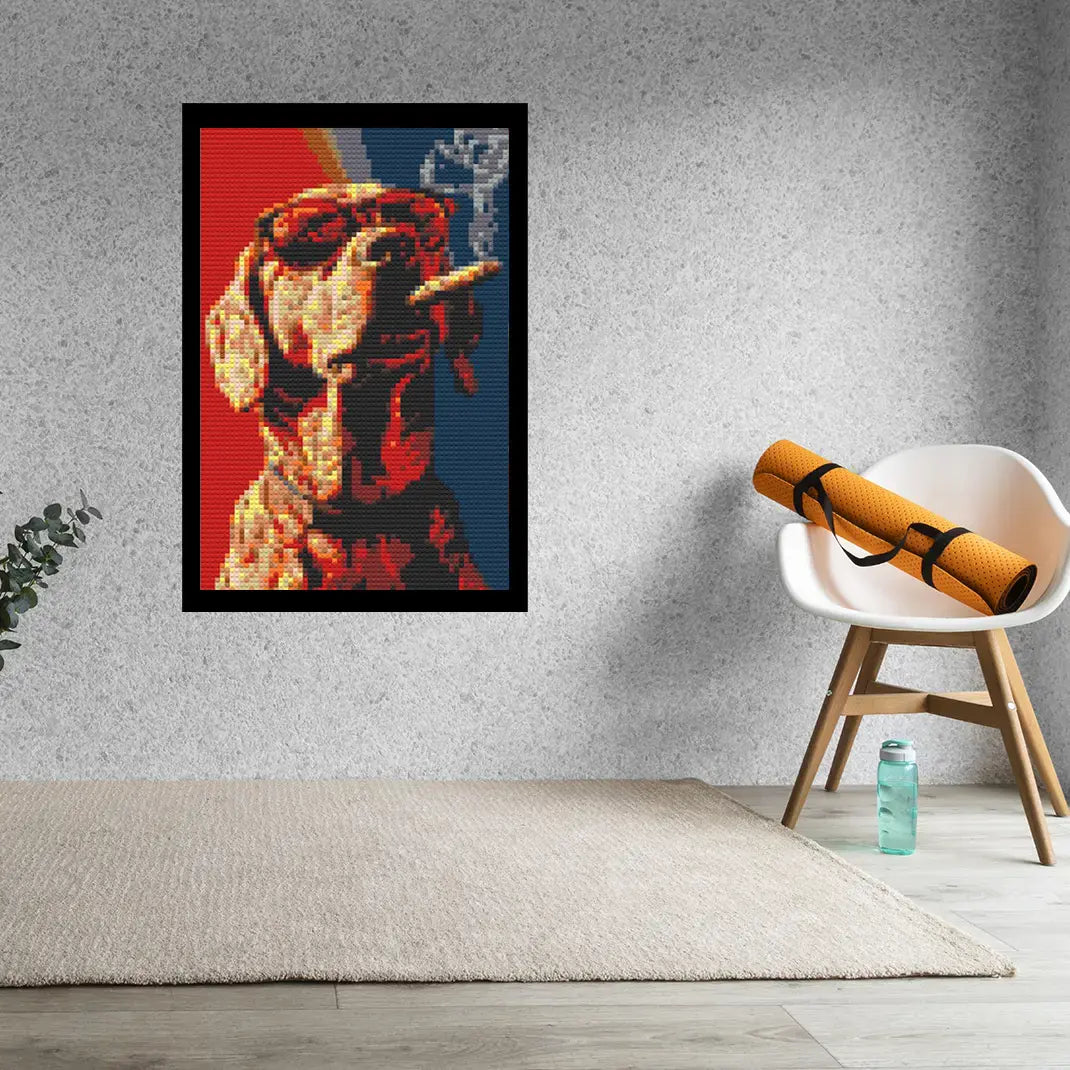 Cool Smoking Dog Bricked Mosaic Home Decor 20x30"