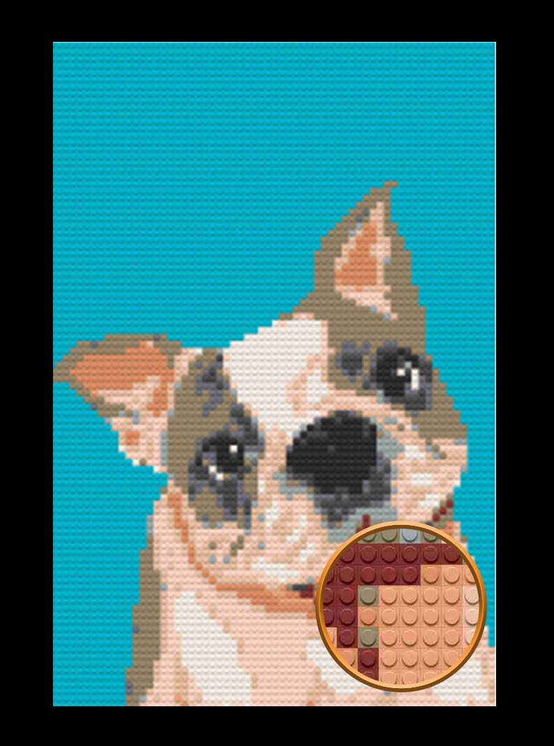 Cartoon Dog  Art Piece Home Wall Decor Bricked Mosaic Portrait 20x30