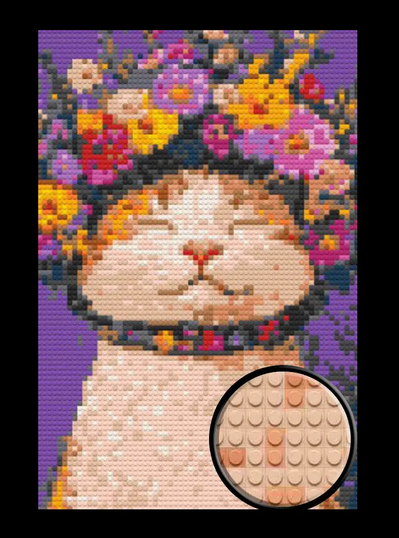 Flower Cat Bricked Mosaic Home Decor 20x30"