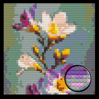 Freesia Blossoms Brick Mosaic Art Kit - 16x16 in DIY Wall Decor
