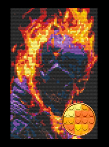 Ghost Rider Art Piece Home Wall Decor Bricked Mosaic Portrait 20x30