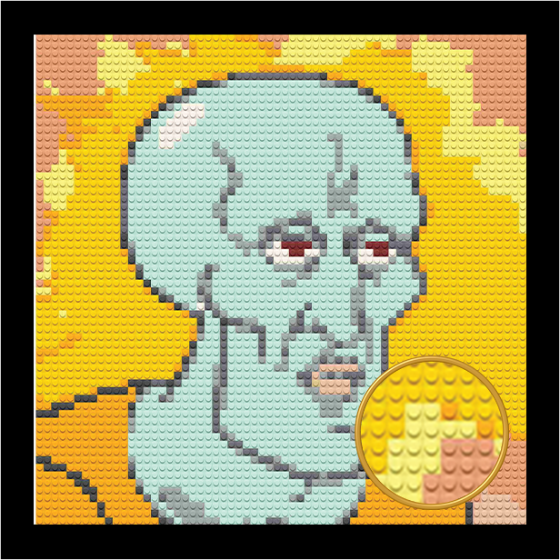 HANDSOME SQUIDWARD BRICKED MOSAIC PORTRAIT 20X20