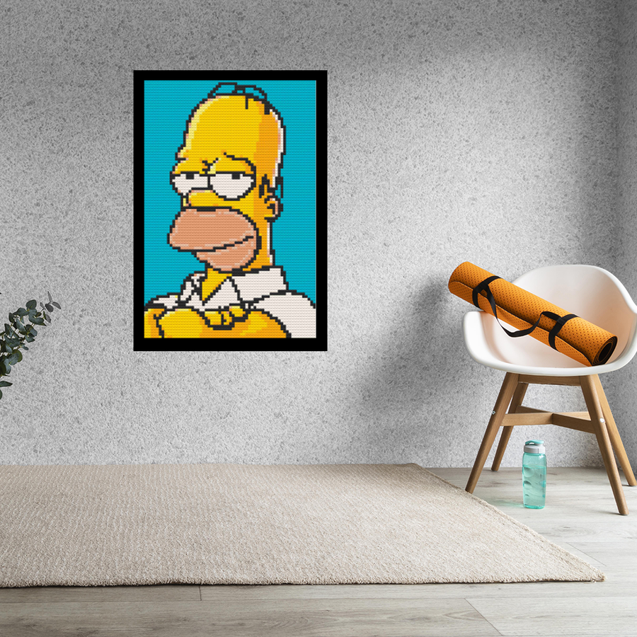 Homer Art Piece Home Wall Decor Bricked Mosaic Portrait 20x30