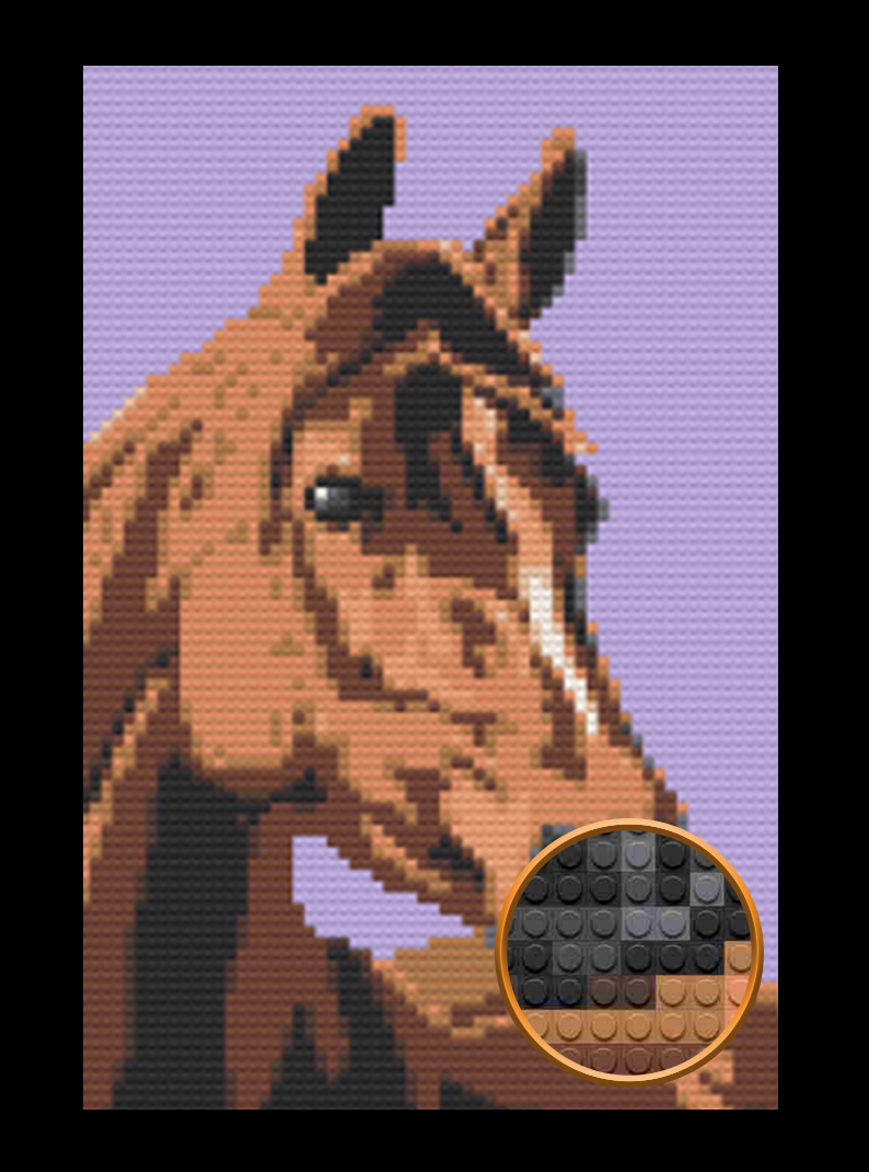 Vectored Horse Art Piece Home Wall Decor Bricked Mosaic Portrait 20x30