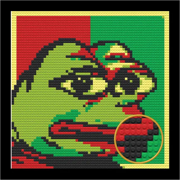 PEPE POP ART BRICKED MOSAIC PORTRAIT 20X20 Memobrick