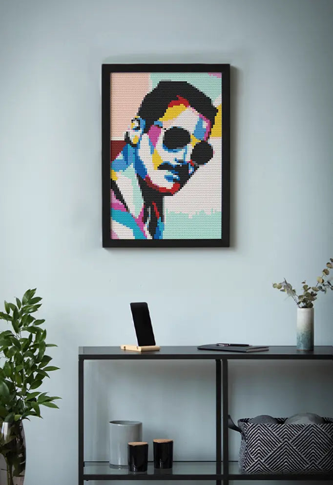 POP ART FREDDIE MERCURY BRICKED MOSAIC PORTRAIT 20X30 Memobrick