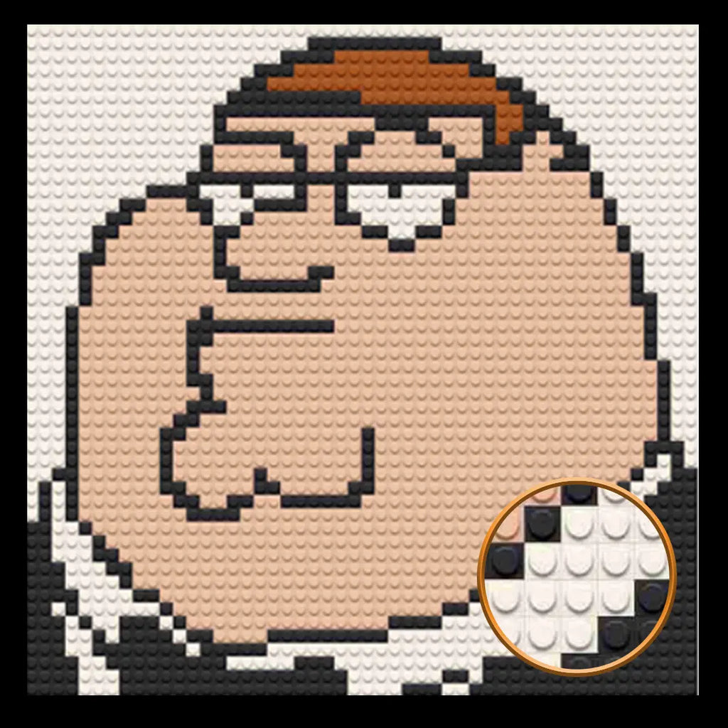 Peter Griffin Home Art Decor Art Piece Bricked Portrait 16x16" Memobrick