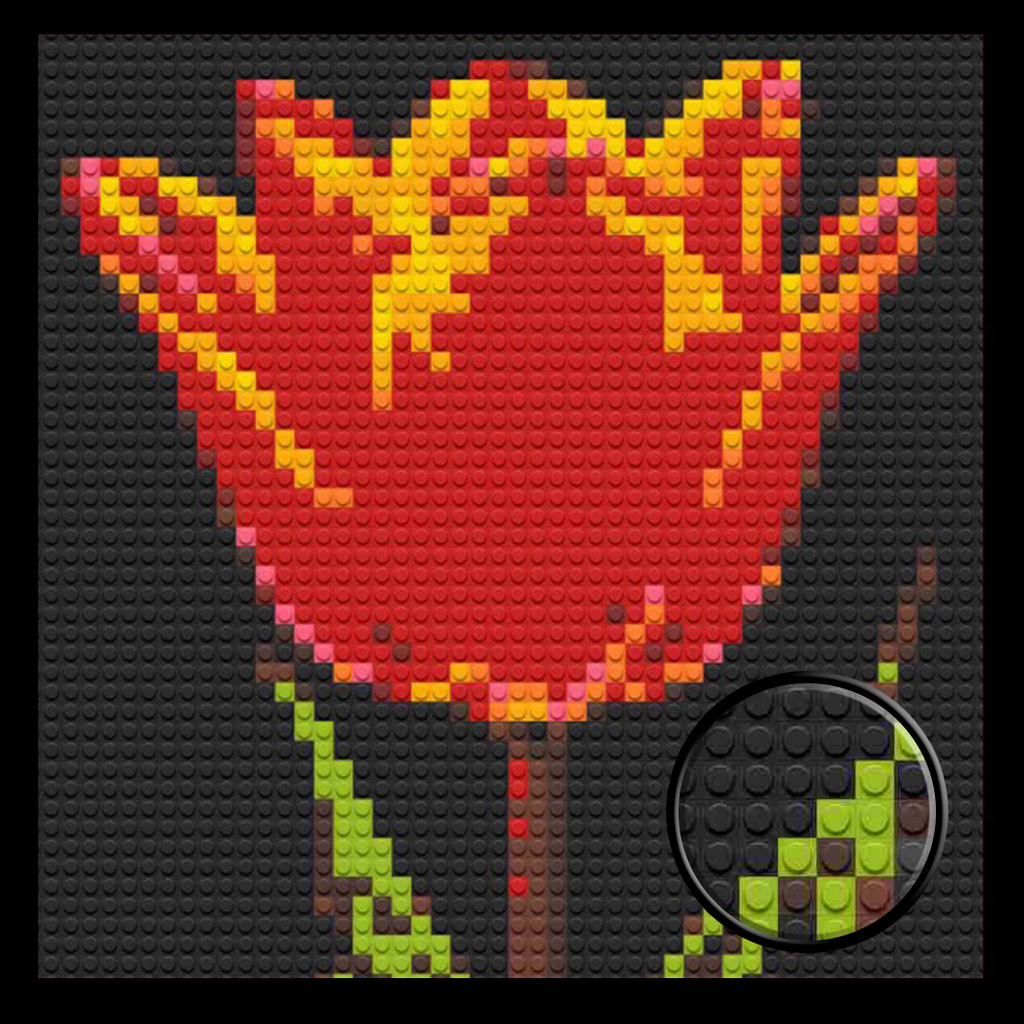 Rose Home decoration Bricked Mosaic Portrait 16x16