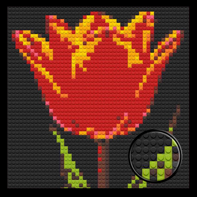 Red Tulip Brick Mosaic Art Kit - 16x16 in DIY Wall Decor