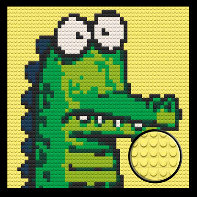 Shocked Crocodile Brick Mosaic Art Kit - 16x16 in DIY Wall Decor