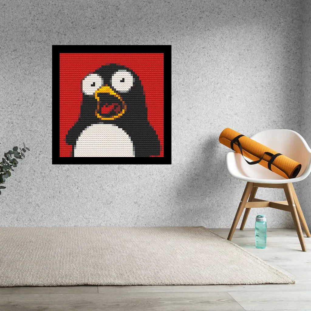 Shocked Penguin Home decoration Bricked Mosaic Portrait 16x16"