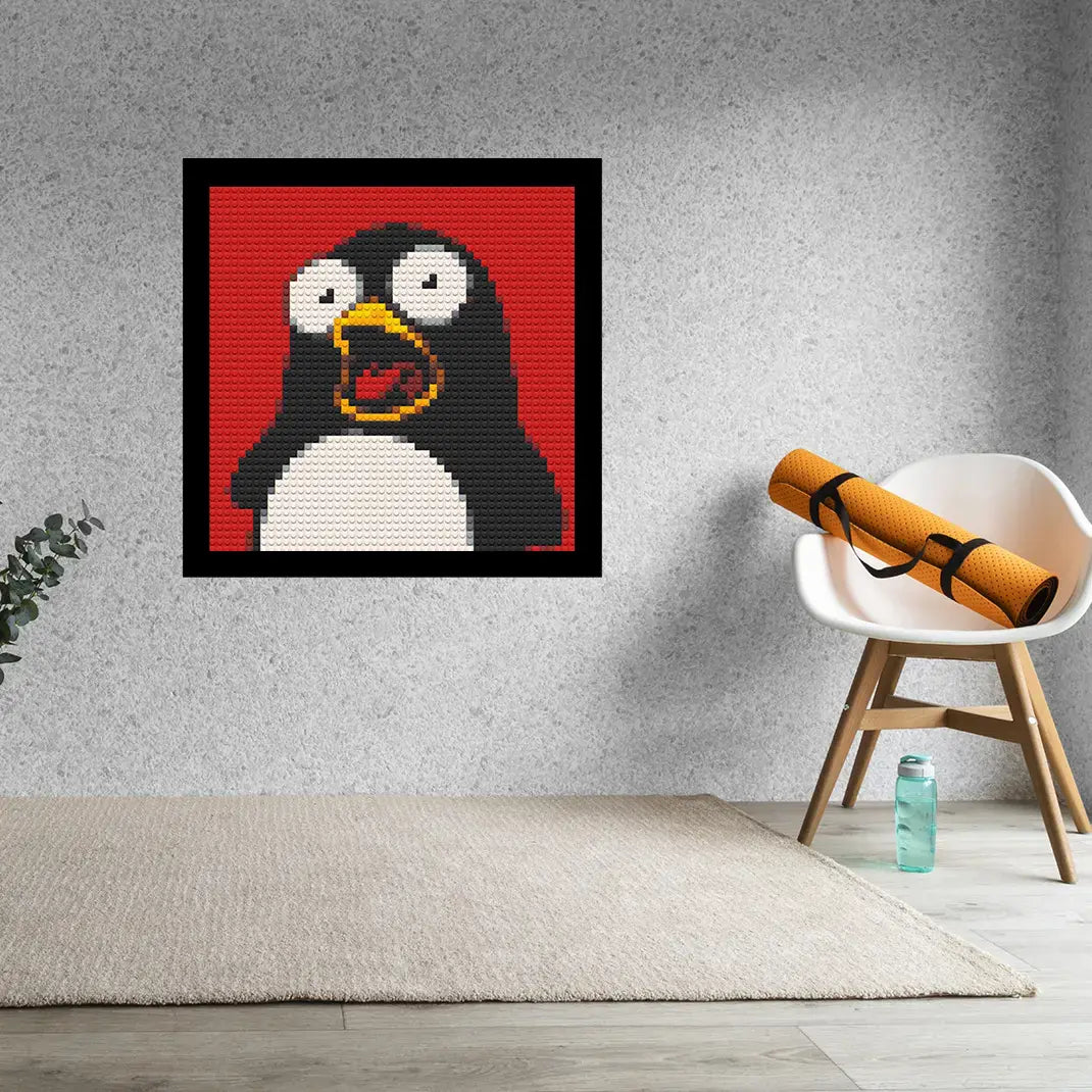 Shocked Penguin Home decoration Bricked Mosaic Portrait 16x16"