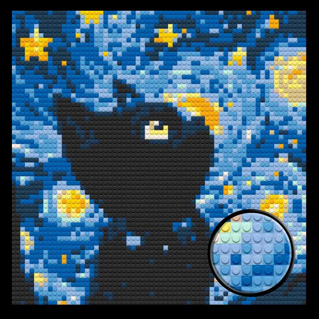 Starry Night with Cat Home Decor Bricked Mosaic Portrait 20x20
