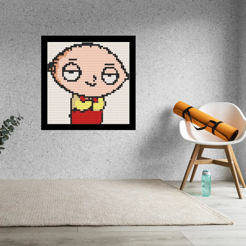Stewie Griffin Home Art Decor Art Piece Bricked Mosaic Portrait 16x16" Memobrick