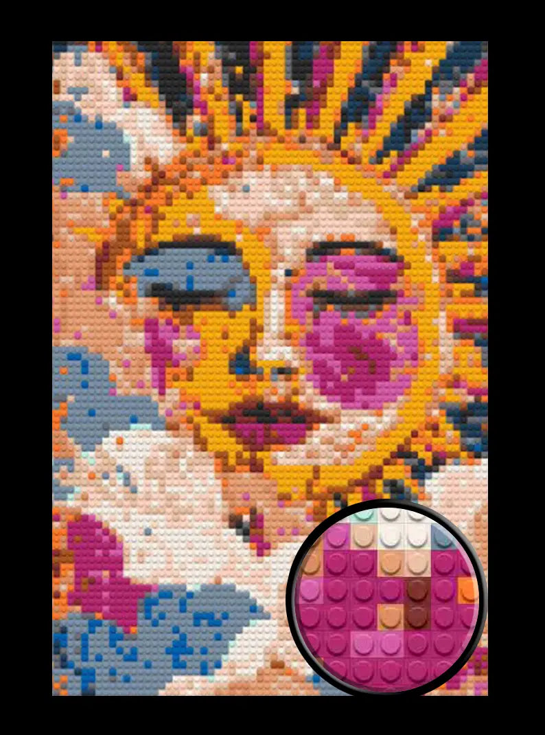 Sun Face Abstract Bricked Mosaic Home Decor 20x30"