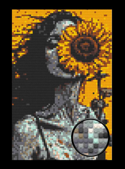 Sunflower Girl Bricked Mosaic Home Decor 20x30"