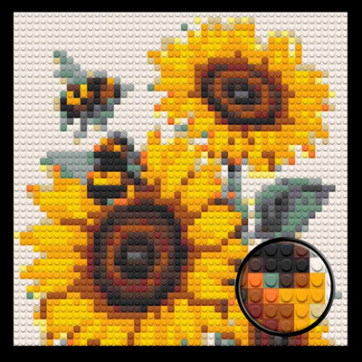 Sunflowers and Bees Brick Mosaic Art Kit - 16x16 in DIY Wall Decor