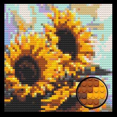 Golden Sunflowers Brick Mosaic Art Kit - 16x16 in DIY Wall Decor