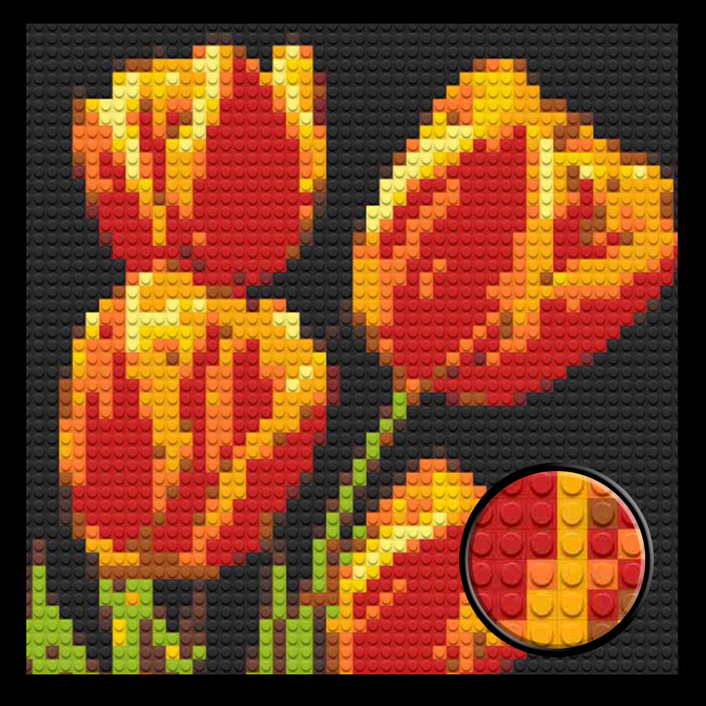 Tulips Home decoration Bricked Mosaic Portrait 16x16