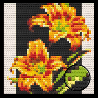 Tiger Lilies Brick Mosaic Art Kit - 16x16 in DIY Wall Decor