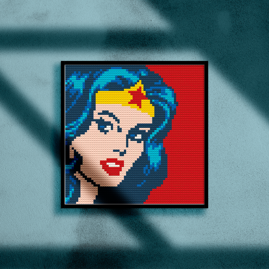 WONDER WOMAN BRICKED MOSAIC PORTRAIT 20X20