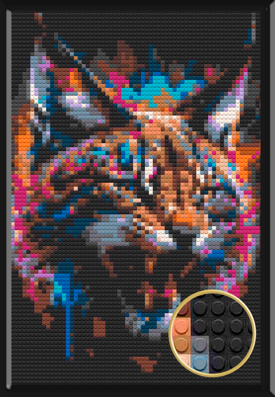 Colorful Cat Art Piece Home Wall Decor Bricked Mosaic Portrait 20x30