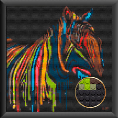 Colorful Zebra Art Piece Home Wall Decor Bricked Mosaic Portrait 30x30"