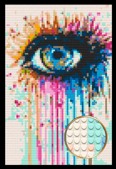 Colorful eye Art  Piece Home Wall Decor Bricked Mosaic Portrait 20x30