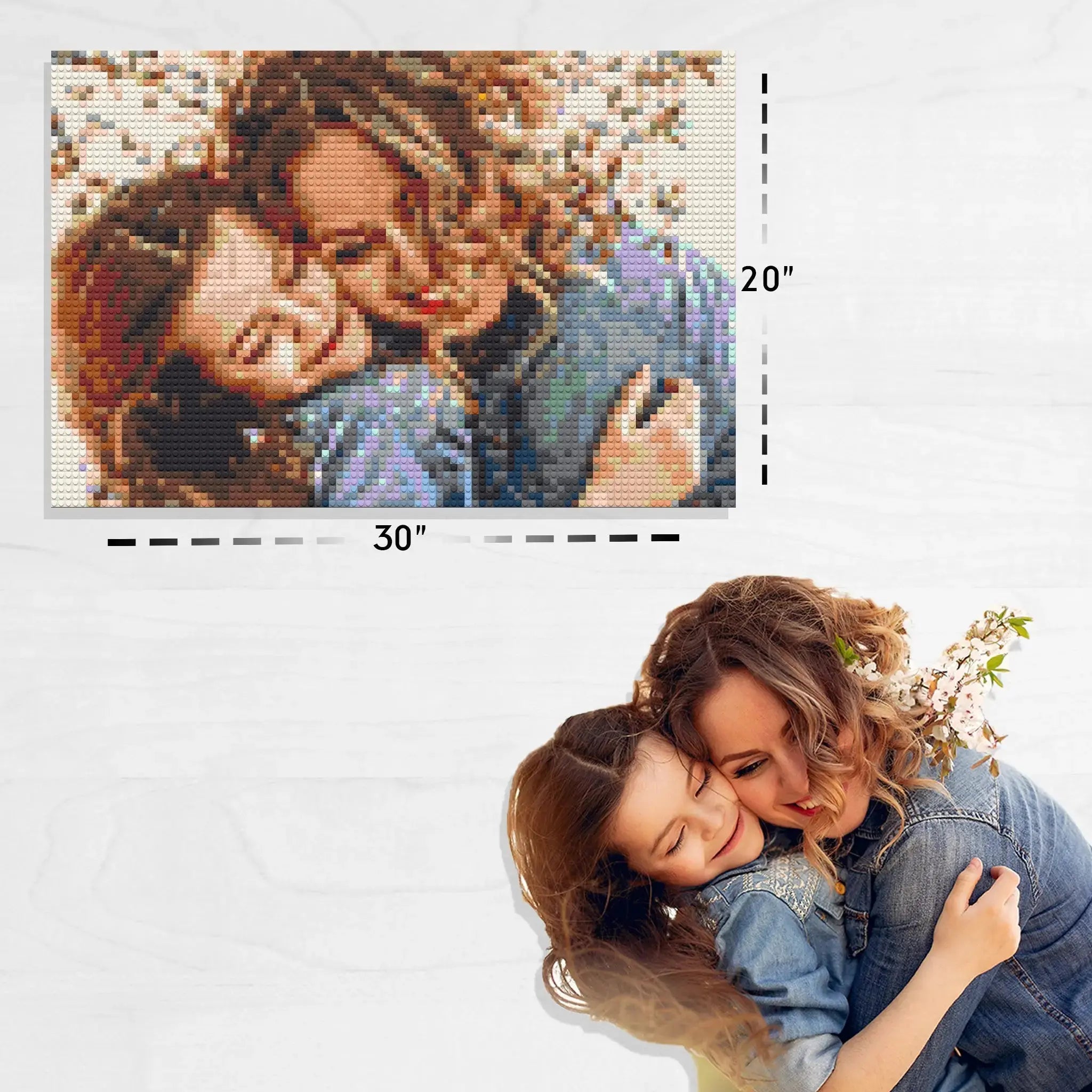 Custom Bricked Mosaic Portrait 30x20" - Memobrick