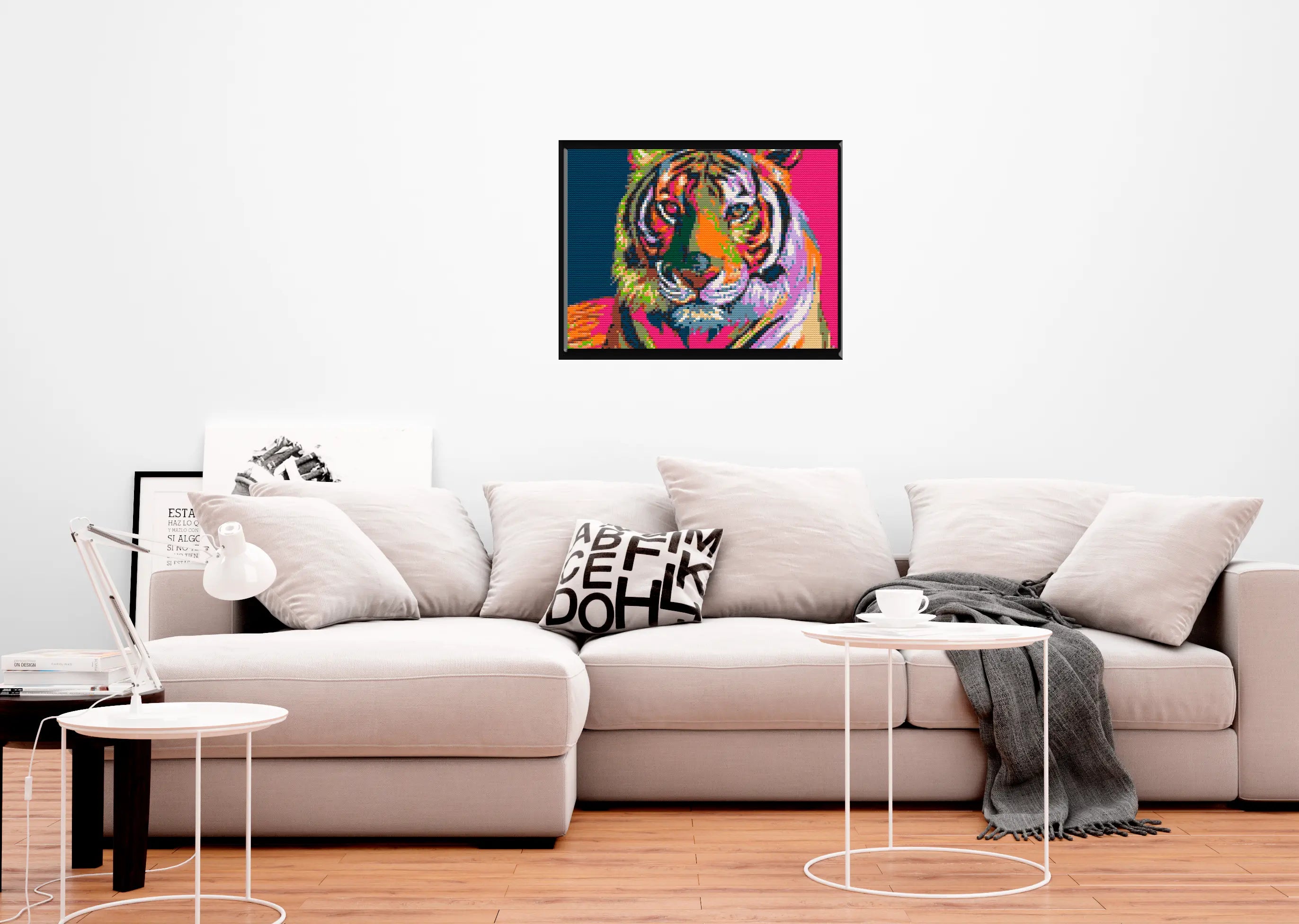 Lion King of the Jungle Art Piece Home Wall Decor Bricked Mosaic Portrait 40x30" Memobrick