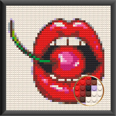 Love Kiss Art -  Home Decor Art Piece Bricked Mosaic 16x16"