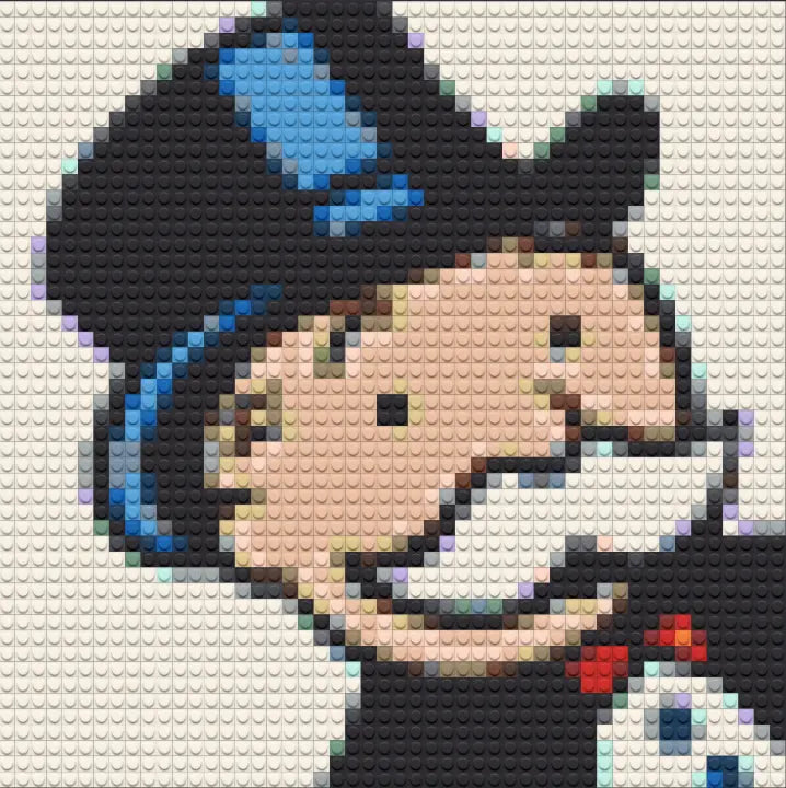 Custom Bricked Mosaic Portrait 16x16" Mr Monopobrick - Memobrick